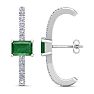 2 1/2 Carat Emerald and Lab Grown Diamond Hoop Earrings In 14 Karat White Gold Image-4
