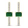 2 1/2 Carat Emerald and Lab Grown Diamond Hoop Earrings In 14 Karat Yellow Gold Image-3