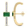 2 1/2 Carat Emerald and Lab Grown Diamond Hoop Earrings In 14 Karat Yellow Gold Image-4