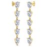 7 1/2 Carat Lab Grown Diamond Drop Earrings In 14 Karat Yellow Gold, 2 Inches Image-2