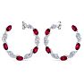 4 3/4 Carat Ruby and Lab Grown Diamond Hoop Earrings In 14 Karat White Gold Image-2