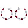 4 3/4 Carat Ruby and Lab Grown Diamond Hoop Earrings In 14 Karat White Gold Image-3