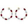 4 3/4 Carat Ruby and Lab Grown Diamond Hoop Earrings In 14 Karat Yellow Gold Image-3