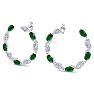 4 3/4 Carat Emerald and Lab Grown Diamond Hoop Earrings In 14 Karat White Gold Image-1