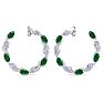 4 3/4 Carat Emerald and Lab Grown Diamond Hoop Earrings In 14 Karat White Gold Image-2