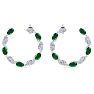 4 3/4 Carat Emerald and Lab Grown Diamond Hoop Earrings In 14 Karat White Gold Image-3