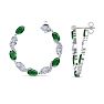 4 3/4 Carat Emerald and Lab Grown Diamond Hoop Earrings In 14 Karat White Gold Image-4