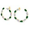 4 3/4 Carat Emerald and Lab Grown Diamond Hoop Earrings In 14 Karat Yellow Gold Image-1