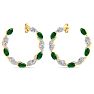 4 3/4 Carat Emerald and Lab Grown Diamond Hoop Earrings In 14 Karat Yellow Gold Image-2