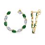 4 3/4 Carat Emerald and Lab Grown Diamond Hoop Earrings In 14 Karat Yellow Gold Image-4