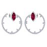 6 Carat Ruby and Lab Grown Diamond Hoop Earrings In 14 Karat White Gold Image-2