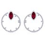 6 Carat Ruby and Lab Grown Diamond Hoop Earrings In 14 Karat White Gold Image-3