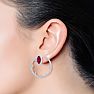 6 Carat Ruby and Lab Grown Diamond Hoop Earrings In 14 Karat White Gold Image-6
