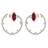 6 Carat Ruby and Lab Grown Diamond Hoop Earrings In 14 Karat Yellow Gold Image-2