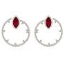 6 Carat Ruby and Lab Grown Diamond Hoop Earrings In 14 Karat Yellow Gold Image-3