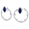 6 Carat Sapphire and Lab Grown Diamond Hoop Earrings In 14 Karat White Gold Image-1