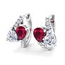 1 1/2 Carat Ruby and Lab Grown Diamond Hoop Earrings In 14 Karat White Gold Image-1