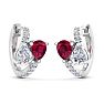 1 1/2 Carat Ruby and Lab Grown Diamond Hoop Earrings In 14 Karat White Gold Image-2