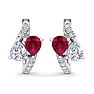 1 1/2 Carat Ruby and Lab Grown Diamond Hoop Earrings In 14 Karat White Gold Image-3
