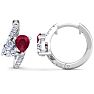 1 1/2 Carat Ruby and Lab Grown Diamond Hoop Earrings In 14 Karat White Gold Image-4