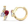 1 1/2 Carat Ruby and Lab Grown Diamond Hoop Earrings In 14 Karat Yellow Gold Image-4