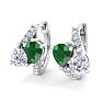 1 1/2 Carat Emerald and Lab Grown Diamond Hoop Earrings In 14 Karat White Gold Image-1