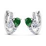1 1/2 Carat Emerald and Lab Grown Diamond Hoop Earrings In 14 Karat White Gold Image-2