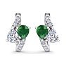 1 1/2 Carat Emerald and Lab Grown Diamond Hoop Earrings In 14 Karat White Gold Image-3