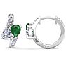 1 1/2 Carat Emerald and Lab Grown Diamond Hoop Earrings In 14 Karat White Gold Image-4