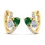 1 1/2 Carat Emerald and Lab Grown Diamond Hoop Earrings In 14 Karat Yellow Gold Image-2