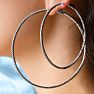 HUGE 2 Carat Lab Grown Diamond Hoop Earrings In 14K White Gold, 2 1/4 Inches Image-6