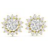 5 Carat Lab Grown Diamond Halo Stud Earrings In 14 Karat Yellow Gold, 2 Carat Center Diamond! Image-2