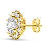 5 Carat Lab Grown Diamond Halo Stud Earrings In 14 Karat Yellow Gold, 2 Carat Center Diamond! Image-3