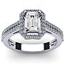 1 1/2 Carat Halo Moissanite Ring In 14 Karat White Gold Image-1