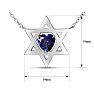 Star of David Necklace With 3/4 Carat Heart Shape Created Sapphire In 14K White Gold Image-5