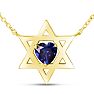 Star of David Star of David Necklace With 3/4 Carat Heart Shape Created Sapphire In 14K Yellow Gold, 16-18 InchesWith 3/4 Carat Heart Shape Created Sapphire In 14K White Gold Image-1