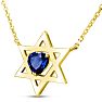 Star of David Star of David Necklace With 3/4 Carat Heart Shape Created Sapphire In 14K Yellow Gold, 16-18 InchesWith 3/4 Carat Heart Shape Created Sapphire In 14K White Gold Image-2