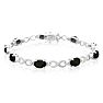 9 Carat Black Opal and Diamond Bracelet, Platinum Overlay, 7 Inches Image-1