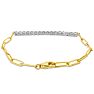 1 1/2 Carat Lab Grown Diamond Tennis Bracelet On 14 Karat Yellow Gold Paperclip Chain, 7 Inches Image-3