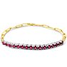 1 1/2 Carat Ruby Tennis Bracelet On 14 Karat Yellow Gold Paperclip Chain, 7 Inches Image-1