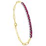 1 1/2 Carat Ruby Tennis Bracelet On 14 Karat Yellow Gold Paperclip Chain, 7 Inches Image-2