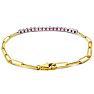 1 1/2 Carat Ruby Tennis Bracelet On 14 Karat Yellow Gold Paperclip Chain, 7 Inches Image-3