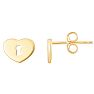 Heart Padlock Stud Earrings In 14 Karat Yellow Gold Image-1