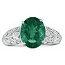 1 3/4 Carat Oval Shape Emerald and Diamond Ring in 14 Karat White Gold Image-1