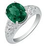 1 3/4 Carat Oval Shape Emerald and Diamond Ring in 14 Karat White Gold Image-2