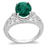1 3/4 Carat Oval Shape Emerald and Diamond Ring in 14 Karat White Gold Image-3