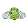 1 3/4 Carat Oval Shape Peridot and Diamond Ring in 14 Karat White Gold Image-1