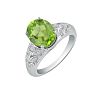 1 3/4 Carat Oval Shape Peridot and Diamond Ring in 14 Karat White Gold Image-2