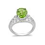 1 3/4 Carat Oval Shape Peridot and Diamond Ring in 14 Karat White Gold Image-3