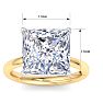 7 Carat Princess Cut Lab Grown Diamond Ring In 14K Yellow Gold, Solitaire Image-5